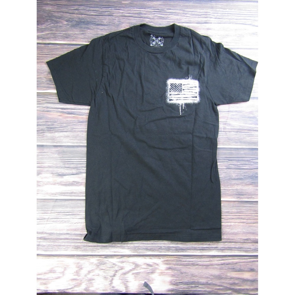 Howitzer Patriot Mens Small Black T Shirt Military USA American Veteran Flag